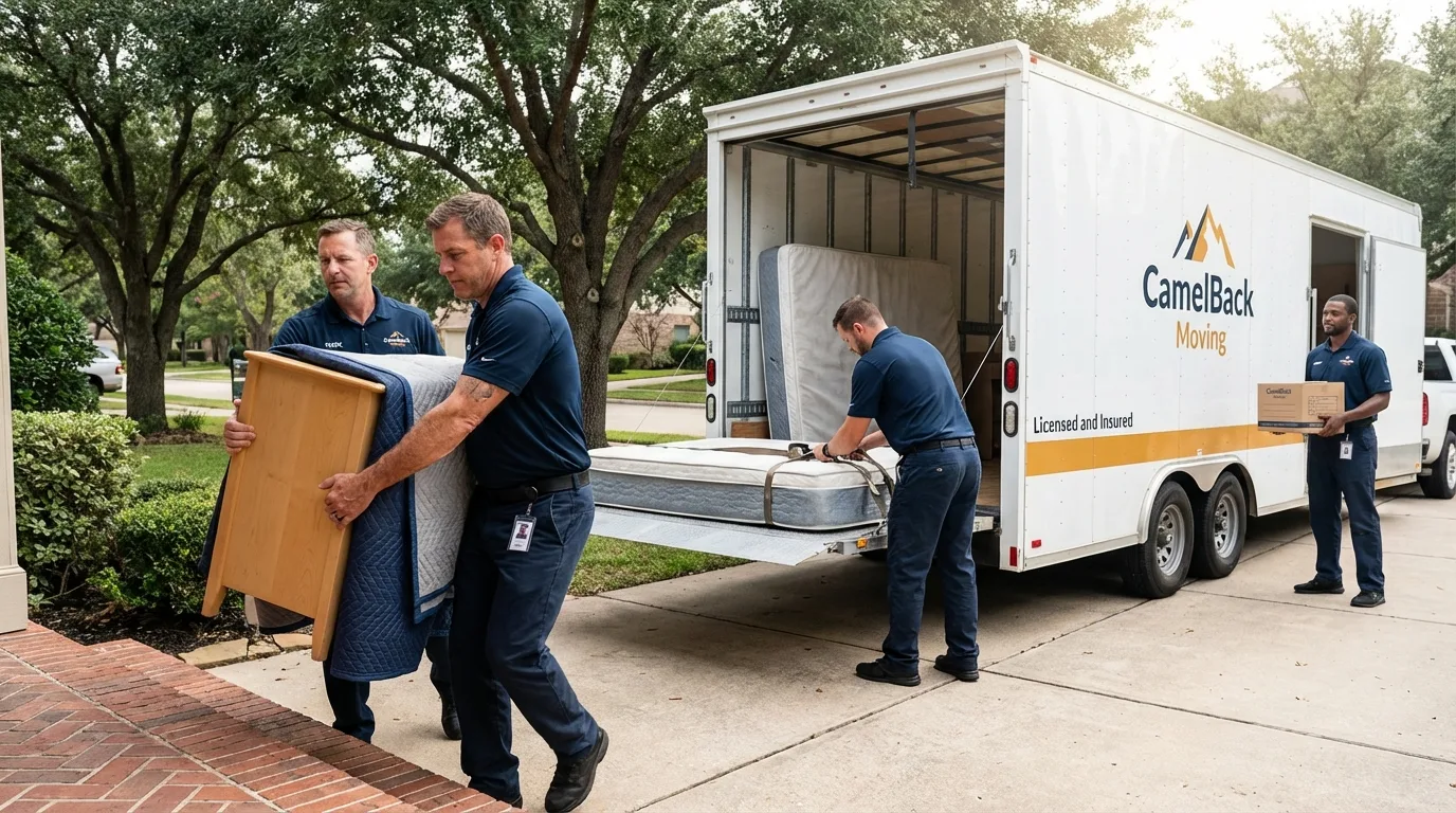 Crew loading residential truck for cross-state move from Woodhaven, NY