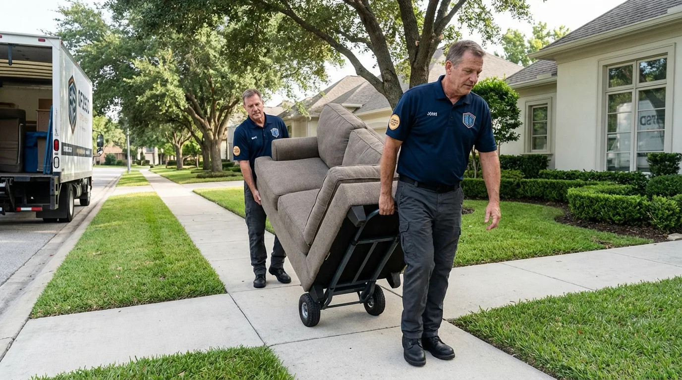 Local residential moving crew loading furniture in Woodhaven, NY